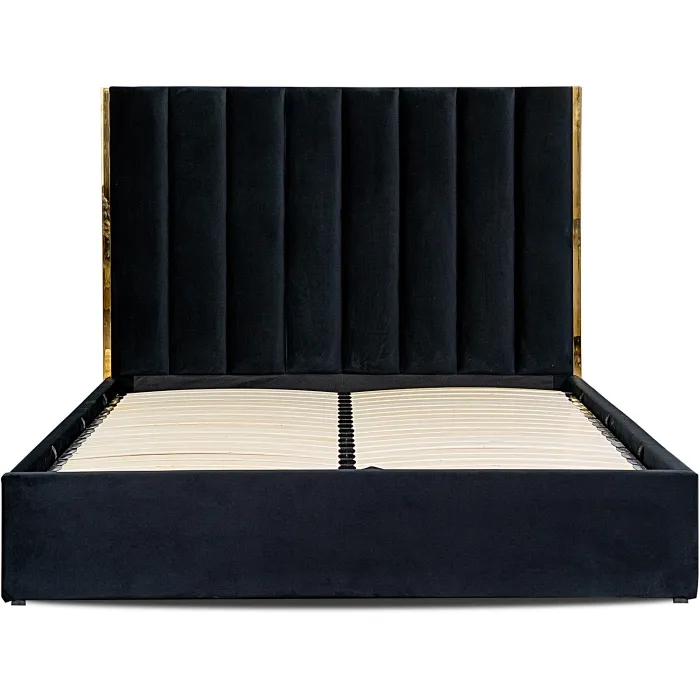 Кровать двуспальная бархатная MEBEL ELITE EMILIO Velvet, 160x200 см, Черный фото №10
