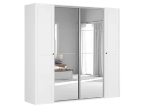 BRW Раздвижной шкаф Flex 250 см с зеркалом белый, белый/зеркальный SZAFA_ZESTAW_115-BI/SZ фото