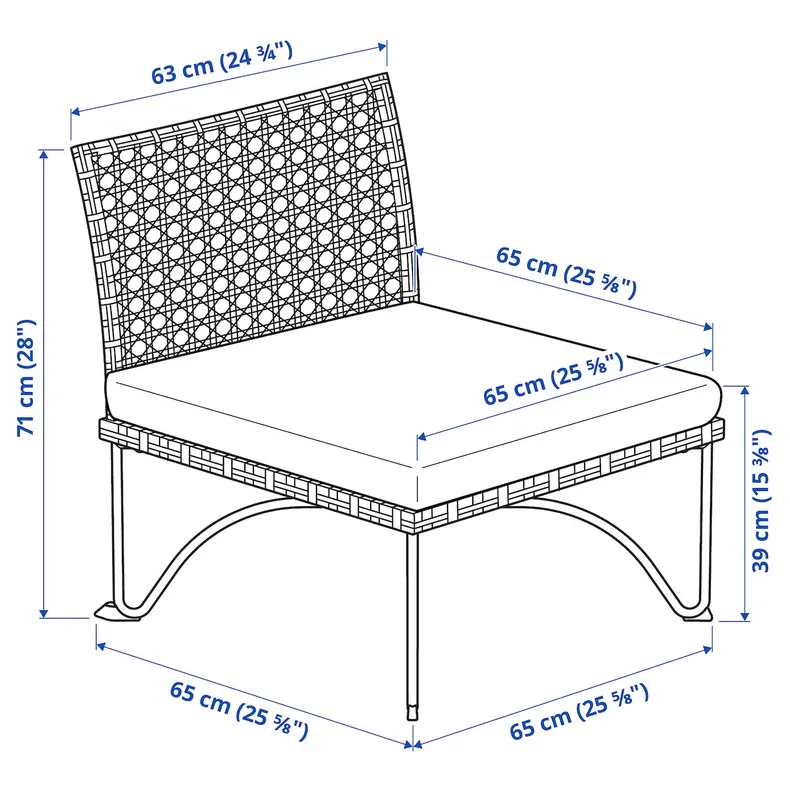 IKEA JUTHOLMEN ЮТХОЛЬМЕН, крісло вуличне, темно-сірий / бежевий куддарна, 65x73x71 см 693.851.56 фото №6