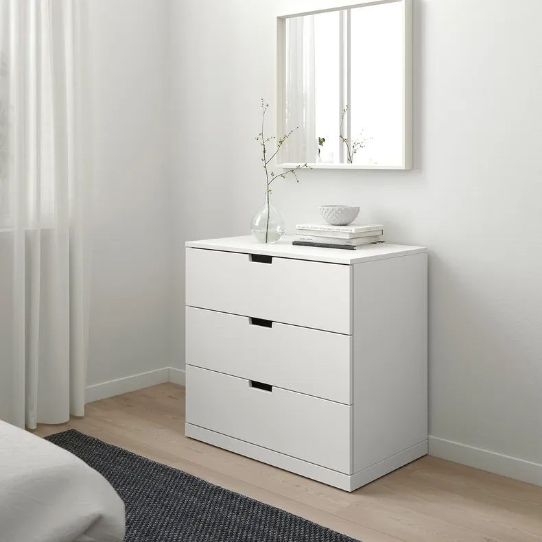 IKEA NORDLI НОРДЛИ, комод с 3 ящиками, белый, 80x76 см 692.394.95 фото №2