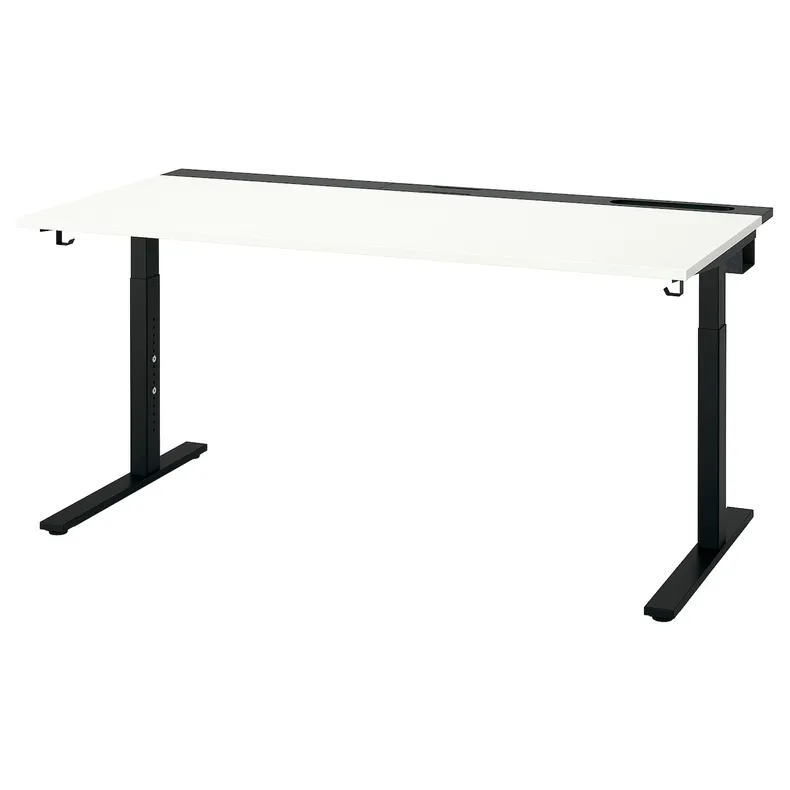 IKEA MITTZON МІТТЗОН, письмовий стіл, білий/чорний, 160x80 см 995.290.83 фото №1