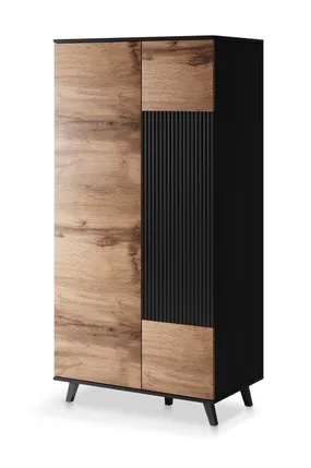 Шкаф для одежды HALMAR RANDOM S-1 90x55 см дуб вотан/черный фото