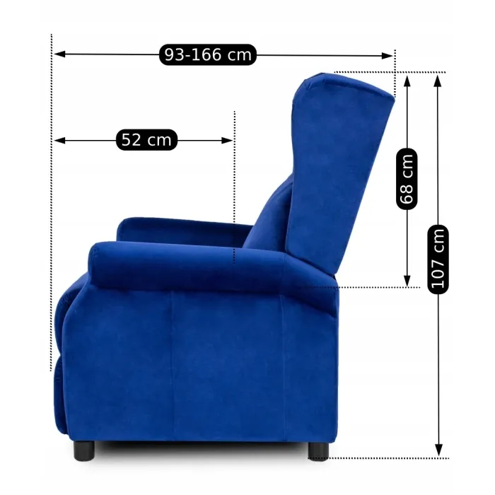 Кресло реклайнер бархатное MEBEL ELITE SIMON Velvet, темно-синий фото №16