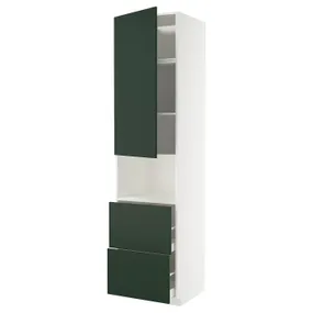 IKEA METOD МЕТОД / MAXIMERA МАКСІМЕРА, висока шафа для мікрох печі, 2 шухл, білий / Хавсторп темно-зелений, 60x60x240 см 695.565.58 фото