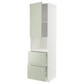 IKEA METOD МЕТОД / MAXIMERA МАКСИМЕРА, высокий шкаф д / СВЧ / дверца / 2ящика, белый / светло-зеленый, 60x60x220 см 794.865.36 фото