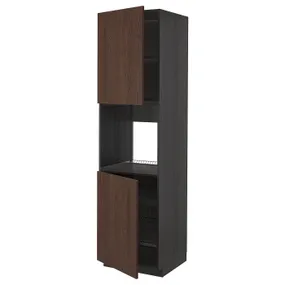 IKEA METOD МЕТОД, висока шафа для дух, 2 дверцят / пол, чорний / синапський коричневий, 60x60x220 см 594.583.08 фото