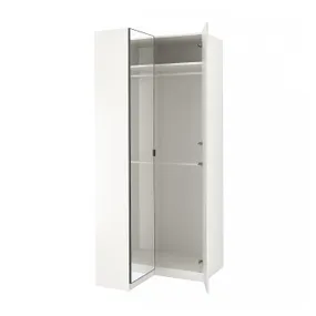 IKEA PAX ПАКС / FARDAL / ÅHEIM, кутовий гардероб, глянцевий білий / дзеркальне скло, 110 / 88x236 см 493.361.57 фото