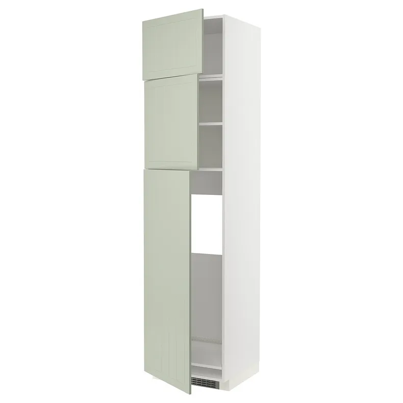 IKEA METOD МЕТОД, висока шафа для холодиль, 3 дверцят, білий / Стенсунд світло-зелений, 60x60x240 см 594.873.82 фото №1