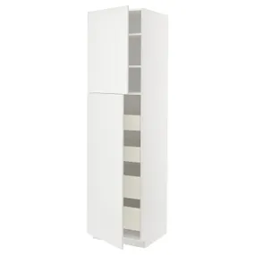 IKEA METOD МЕТОД / MAXIMERA МАКСІМЕРА, висока шафа, 2 дверцят / 4 шухляди, білий / стенсундський білий, 60x60x220 см 594.621.88 фото