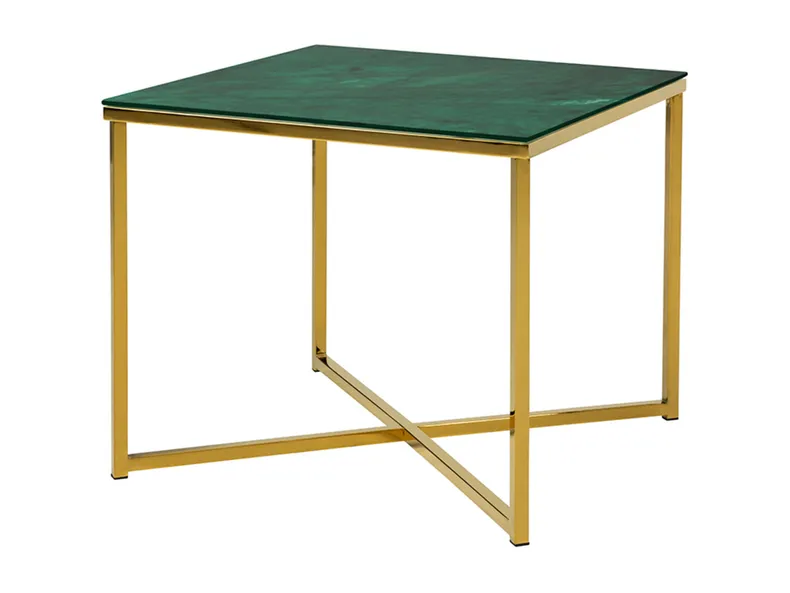 Стол BRW Ditra, 50х50 см, зеленый/золотой GREEN фото №3