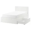 IKEA MALM МАЛЬМ, каркас кровати+2 кроватных ящика, белый / Лурой, 120x200 см 990.477.44 фото thumb №1