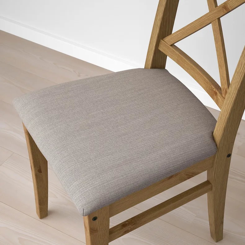 IKEA INGOLF ИНГОЛЬФ, стул, морилка патина / нолхага серо-бежевый 804.730.76 фото №8