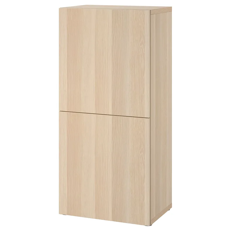 IKEA BESTÅ БЕСТО, секція полиць із дверцятами, дуб білий морений / Lappviken white stained Oak, 60x42x129 см 494.297.07 фото №1