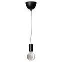 IKEA SUNNEBY СУННЕБЮ / MOLNART МОЛНАРТ, подвесной светильник с лампочкой, сфера / серое прозрачное стекло черное, 95 мм 894.782.63 фото thumb №1