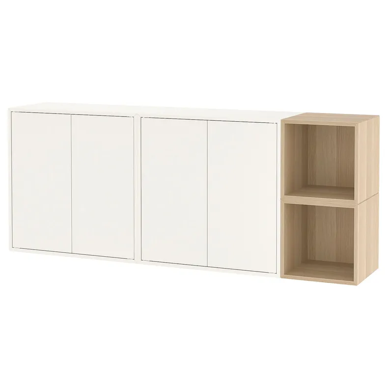 IKEA EKET ЕКЕТ, настінна комбінація шаф, білий / дуб тонований білий, 175x35x70 см 194.942.71 фото №1