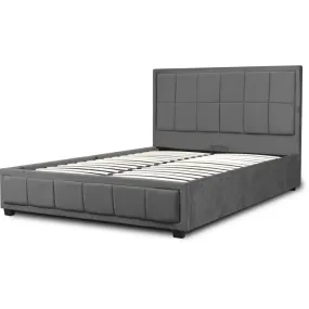 Кровать двуспальная бархатная MEBEL ELITE CARLOS Velvet, 140x200 см, серый фото