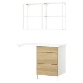 IKEA ENHET ЭНХЕТ, комбинация д / хранения, белый / имит. дуб, 121,5x63,5x222 см 395.481.07 фото