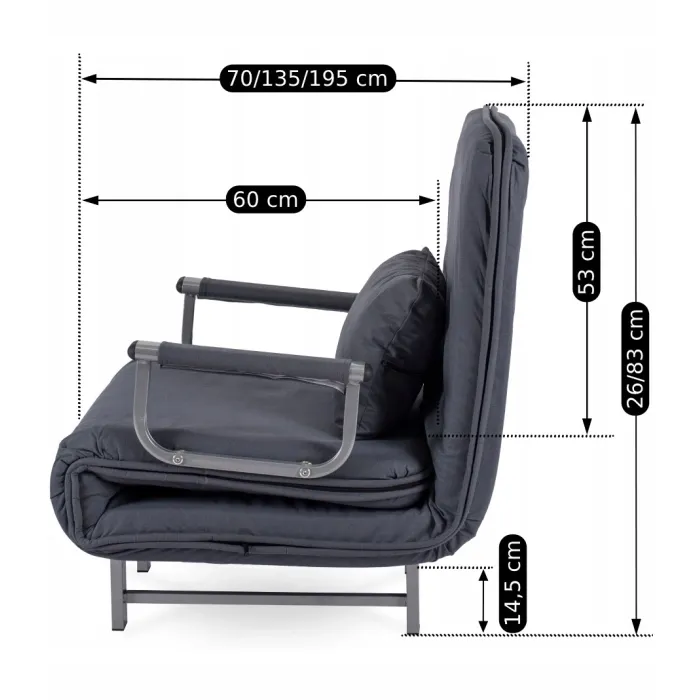Крісло розкладне MEBEL ELITE DARK, тканина: сірий фото №7