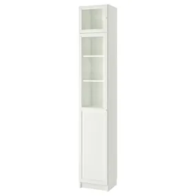 IKEA BILLY БИЛЛИ, стеллаж с верхними полками / дверьми, белый / стекло, 40x42x237 см 893.988.60 фото