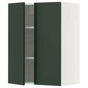 IKEA METOD МЕТОД, навесной шкаф с полками/2дверцы, белый/Гавсторп темно-зеленый, 60x80 см 495.566.77 фото