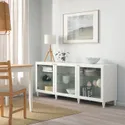 IKEA BESTÅ БЕСТО, комбинация для хранения с дверцами, белый / Оствик / Каббарп белое прозрачное стекло, 180x42x74 см 293.849.03 фото thumb №5