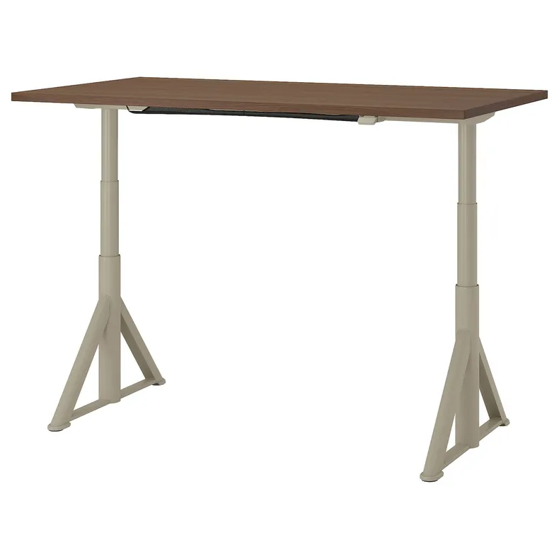 IKEA IDÅSEN ІДОСЕН, стіл регульований, коричневий/бежевий, 160x80 см 492.809.66 фото №1