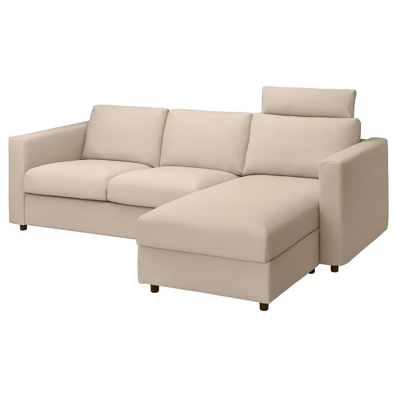 IKEA VIMLE ВІМЛЕ, 3-місний диван із кушеткою, з узголів'ям / ХАЛЛАРП бежевий 493.991.21 фото №1