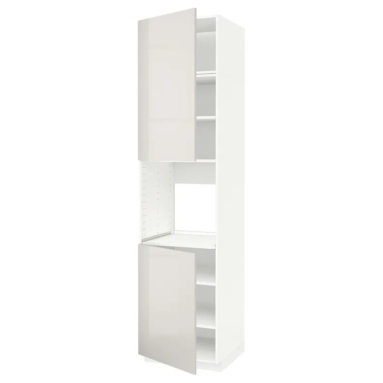 IKEA METOD МЕТОД, висока шафа для дух, 2 дверцят / пол, білий / Ringhult світло-сірий, 60x60x240 см 994.574.20 фото №1