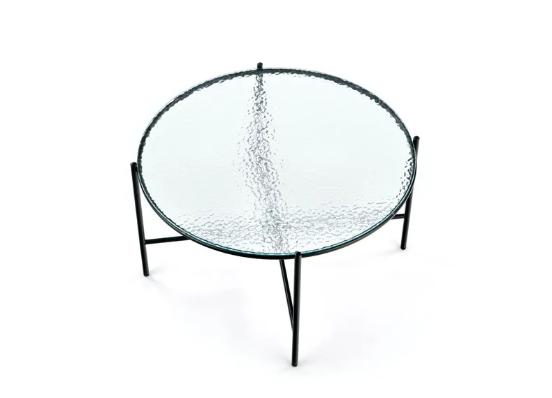 Журнальный столик стеклянный круглый HALMAR ROSALIA, 70x70 см, прозрачный/черный фото №6