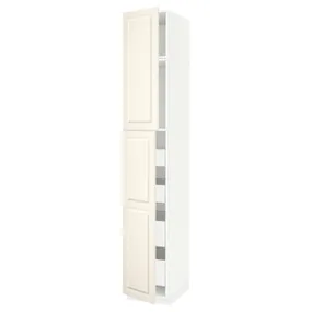 IKEA METOD МЕТОД / MAXIMERA МАКСІМЕРА, висока шафа, 2 дверцят / 4 шухляди, білий / БУДБІН кремово-білий, 40x60x240 см 094.582.16 фото
