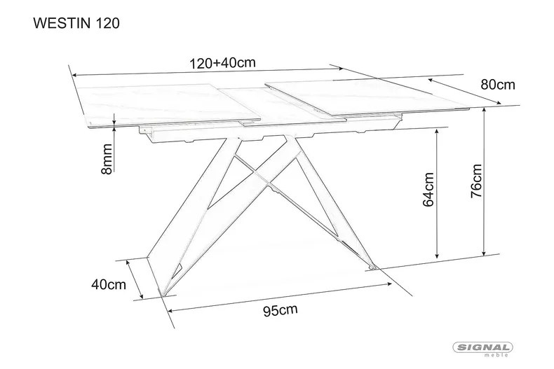 Стол SIGNAL WESTIN SG, матовый чёрный, 80x120 фото №3