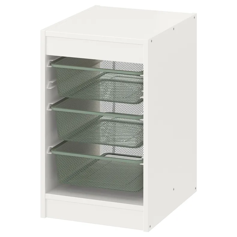 IKEA TROFAST ТРУФАСТ, комбінація для зберіган +контейнери, білий/світлий зелено-сірий, 34x44x56 см 694.804.60 фото №1