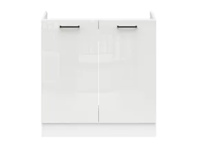 BRW Кухонный шкаф под мойку Junona Line 80 см мел глянец, белый/мелкозернистый белый глянец DK2D/80/82-BI/KRP фото