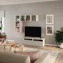IKEA BESTÅ БЕСТО / EKET ЭКЕТ, комбинация для ТВ, светло-серый / бежевый / белый / бледно-розовый, 180x42x170 см 294.304.86 фото thumb №2