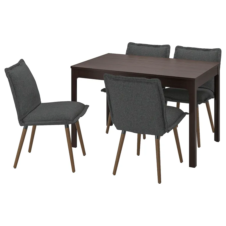 IKEA EKEDALEN ЭКЕДАЛЕН / KLINTEN КЛИНТЕН, стол и 4 стула, темно-коричневый / киландский темно-серый, 120 / 180 см 195.058.73 фото №1