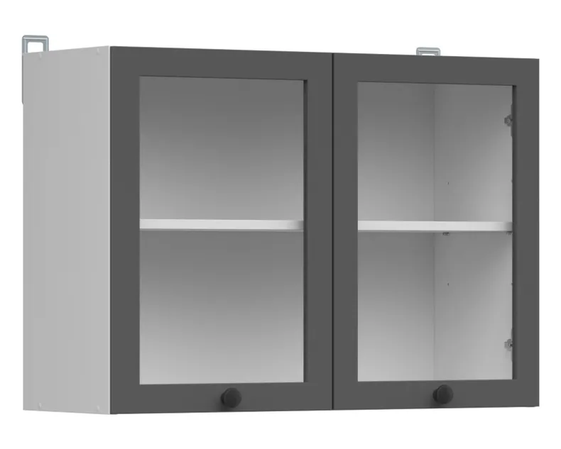BRW Двухдверный кухонный шкаф Junona Line 80 см с витриной графит, белый/графит G2W/80/57-BI/GF фото №2