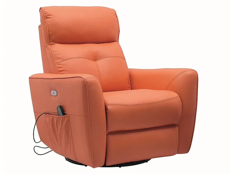 Кресло-реклайнер с функцией массажа SIGNAL HELIOS M, экокожа: оранжевый фото №1