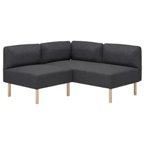 IKEA LILLEHEM ЛІЛЛЕХЕМ, модульний кутовий диван, 2-місний, ГУННАРЕД темно-сірий/деревина 495.363.02 фото