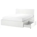 IKEA MALM МАЛЬМ, каркас кровати+2 кроватных ящика, белый / Лонсет, 140x200 см 491.760.74 фото thumb №1