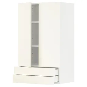 IKEA METOD МЕТОД / MAXIMERA МАКСИМЕРА, навесной шкаф / 2дверцы / 2ящика, белый / Вальстена белый, 60x100 см 595.074.03 фото