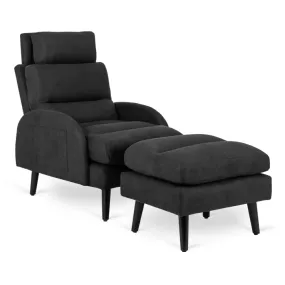Крісло м'яке з підставкою для ніг MEBEL ELITE HENRY, тканина: чорний фото