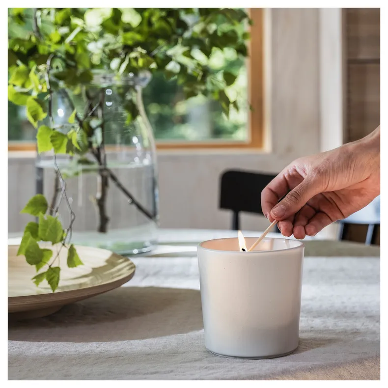 IKEA ADLAD АДЛАД, аром свічка у керамічній склянці, скандинавський ліс / білий, 50 Години 505.022.02 фото №2