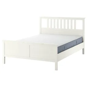 IKEA HEMNES ХЕМНЕС, каркас ліжка з матрацом, біла морилка/ВАЛЕВОГ жорсткий, 140x200 см 695.419.96 фото