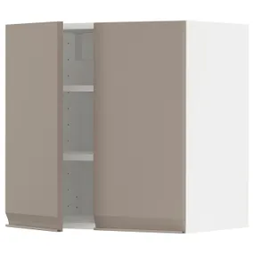 IKEA METOD МЕТОД, навісна шафа з полицями / 2 дверцят, білий / Upplöv матовий темно-бежевий, 60x60 см 594.922.46 фото