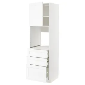 IKEA METOD МЕТОД / MAXIMERA МАКСИМЕРА, высокий шкаф д / духовки / дверь / 3ящика, белый Энкёпинг / белая имитация дерева, 60x60x200 см 494.735.83 фото