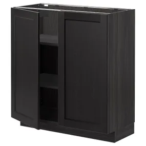 IKEA METOD МЕТОД, напольный шкаф с полками / 2дверцами, черный / Лерхиттан с черными пятнами, 80x37 см 194.654.19 фото