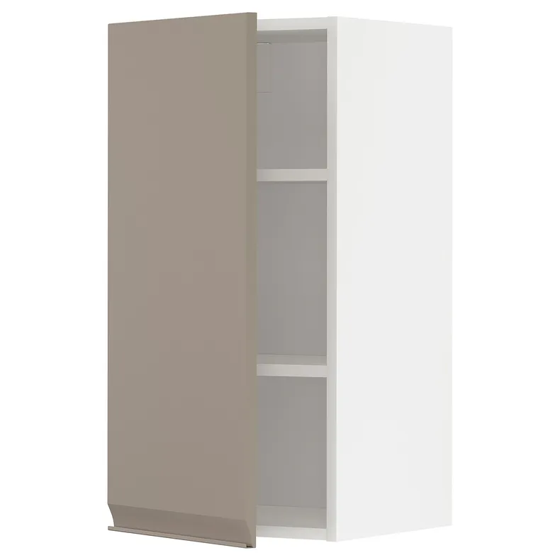 IKEA METOD МЕТОД, навесной шкаф с полками, белый / матовый темно-бежевый, 40x80 см 794.915.52 фото №1
