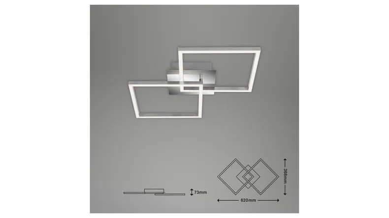 BRW Каркасний світлодіодний 2-місний металевий стельовий світильник сріблястий 085524 фото №7