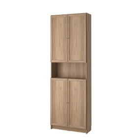 IKEA BILLY БІЛЛІ / OXBERG ОКСБЕРГ, книжкова шафа з дверц/дод модул, під дуб, 80x30x237 см 894.833.73 фото