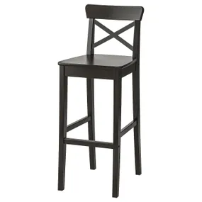 IKEA INGOLF ІНГОЛЬФ, барний стілець зі спинкою, коричневий і чорний, 74 см 902.485.15 фото